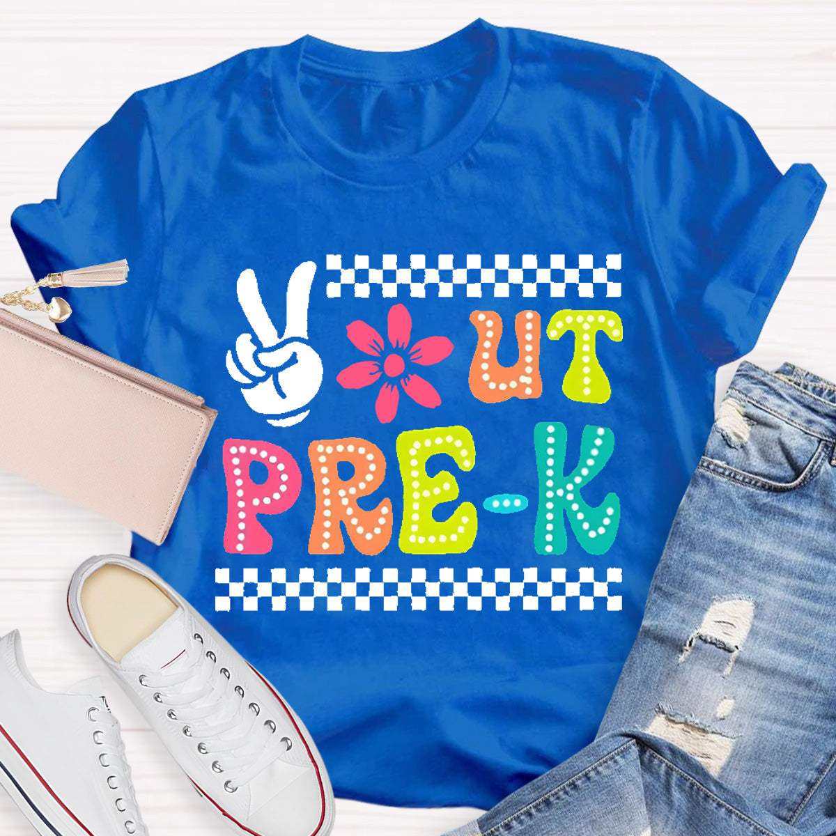 Personalized Grade Out Pre-k Smile Teacher T-Shirt