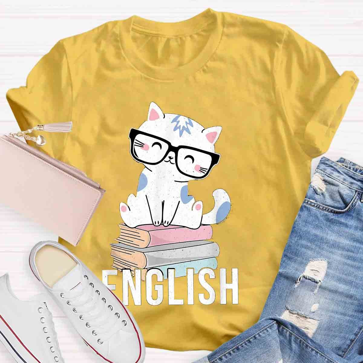 Cat Book English Teacher T-Shirt