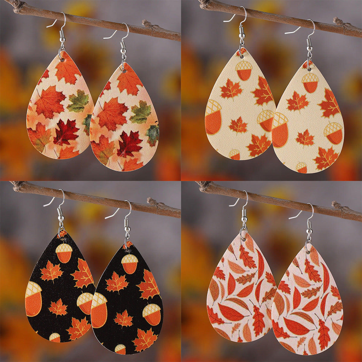 Maple Leaf Acorn Teardrop Pendant