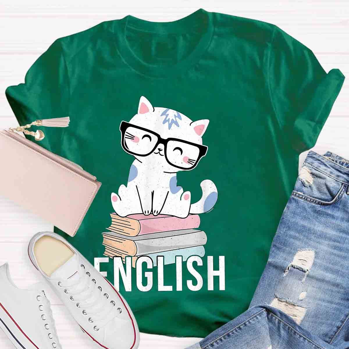 Cat Book English Teacher T-Shirt