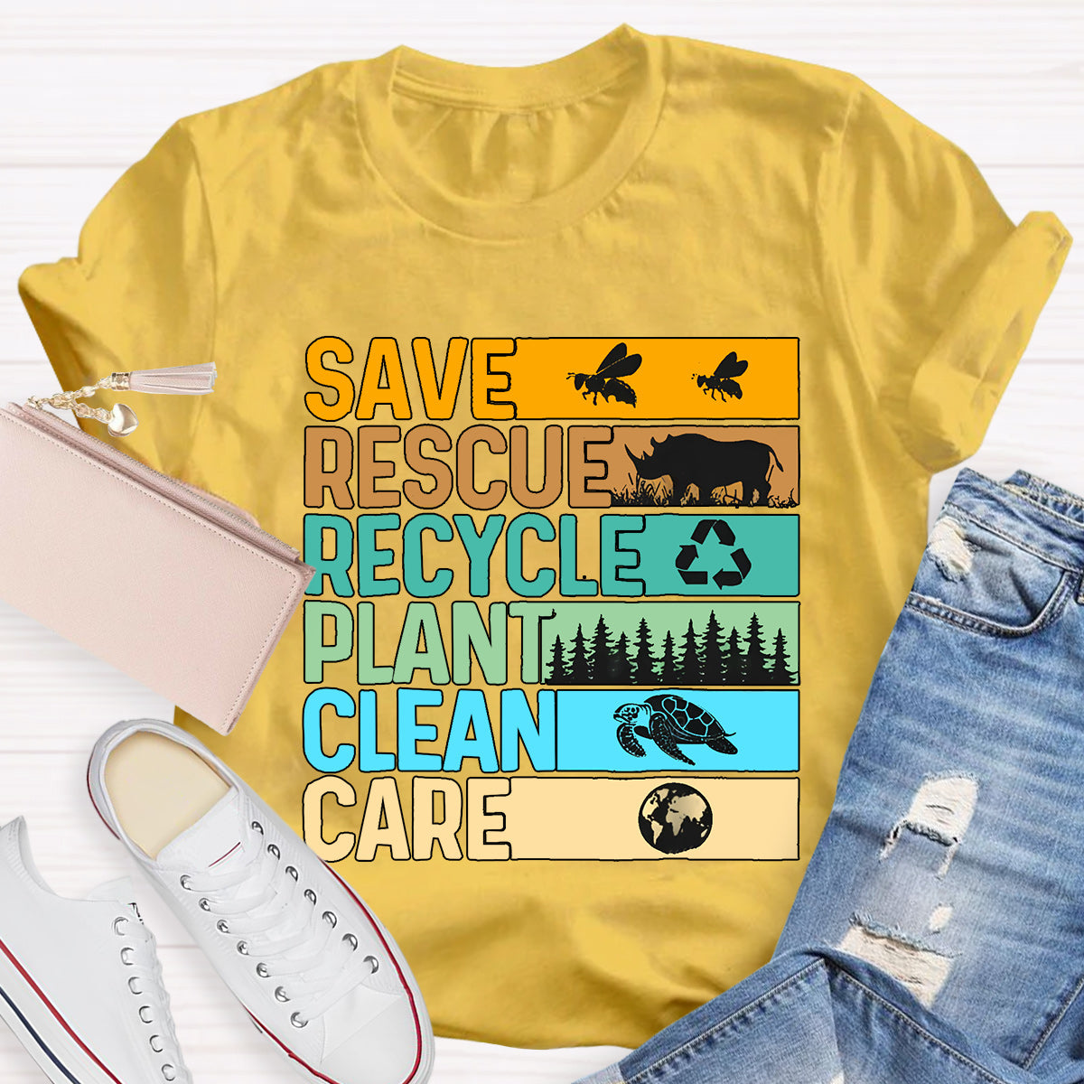 Save Rescue Recycle Plant Clean Care T-Shirt