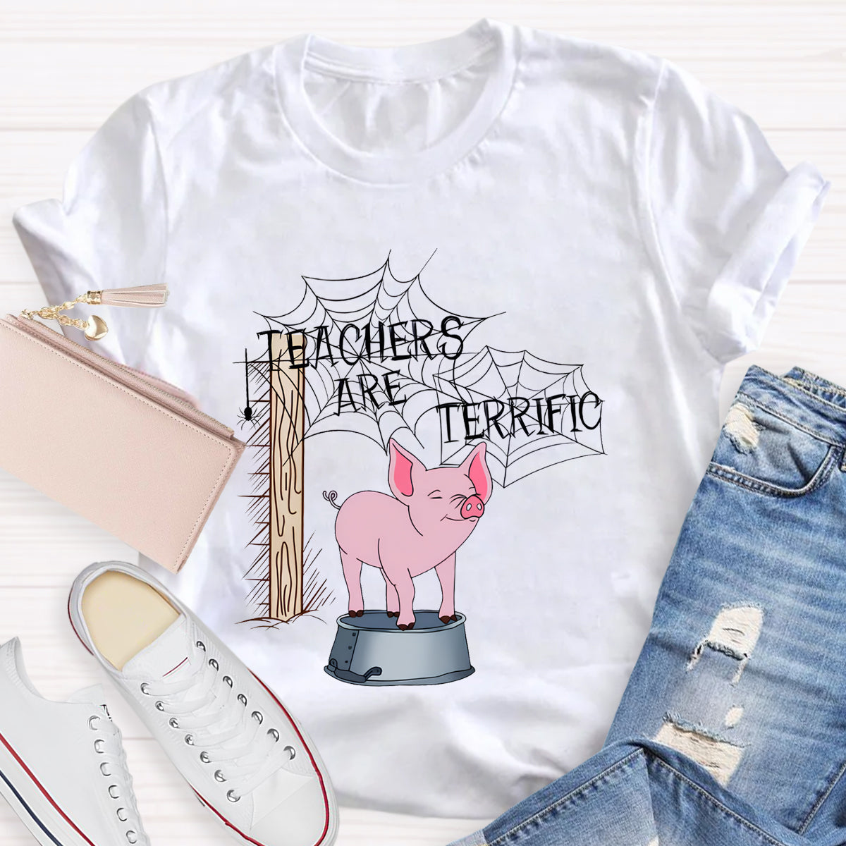 Pink Pig Teacher Are Terrific T-Shirt