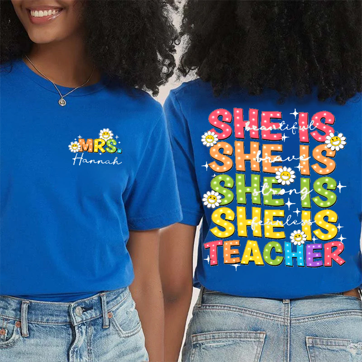 Personalized Name She Is Beautiful Double Printed T-shirt