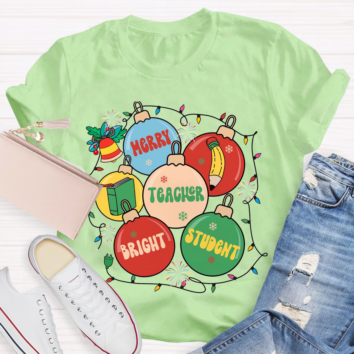 Merry Teacher Bright Students T-Shirt