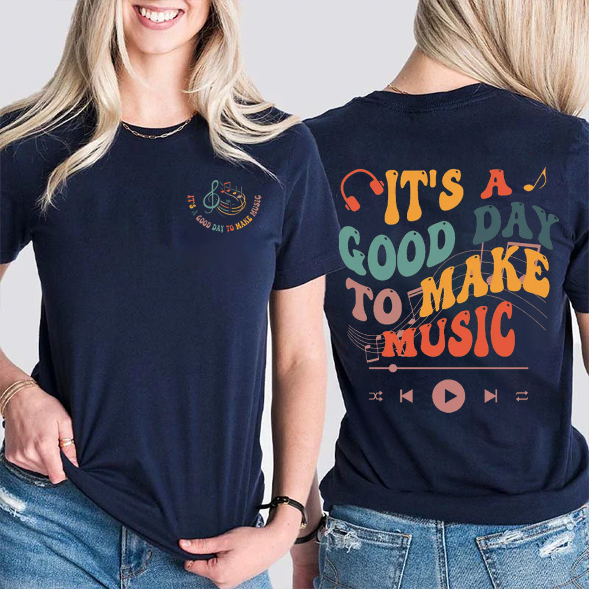 It'S A Good Day To Make Music Double Printed T-shirt