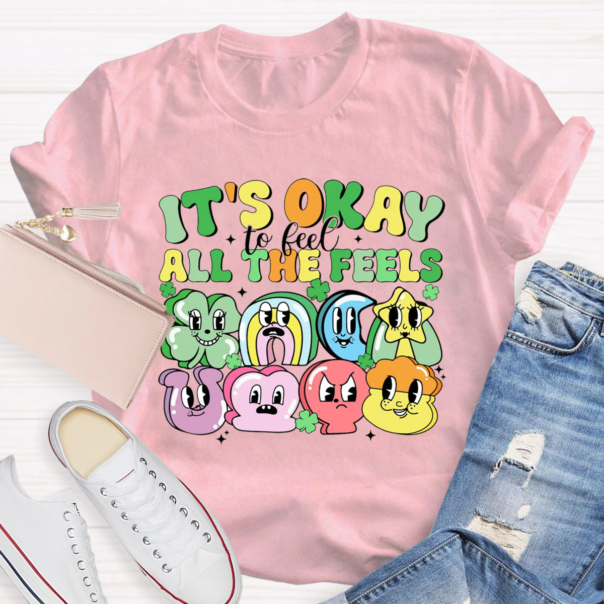 It's Okay To Feel All The Feels Shamrock T-Shirt