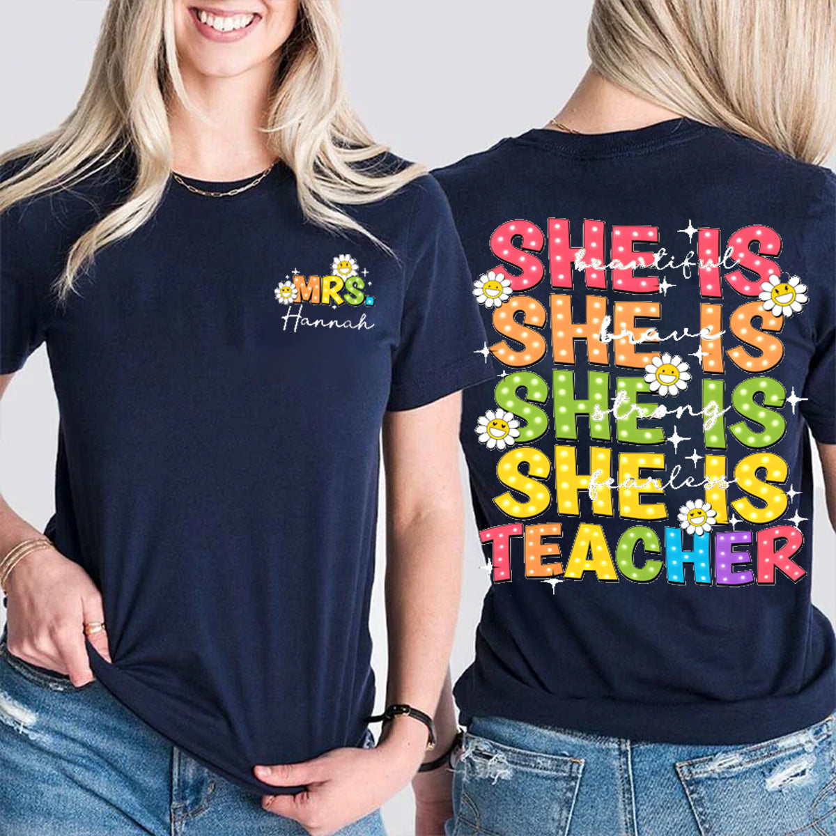 Personalized Name She Is Beautiful Double Printed T-shirt