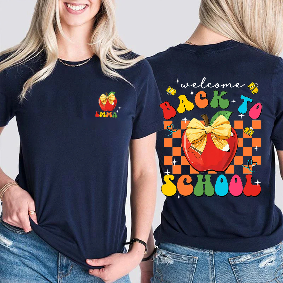 Personalized Name Welcome Back To School Double Printed T-shirt
