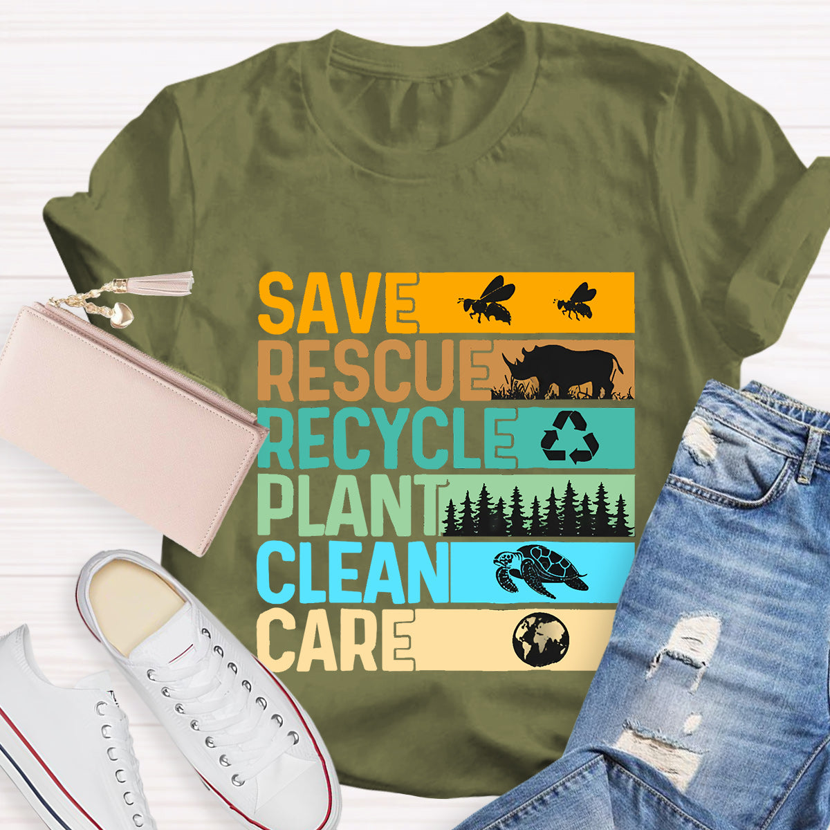Save Rescue Recycle Plant Clean Care T-Shirt