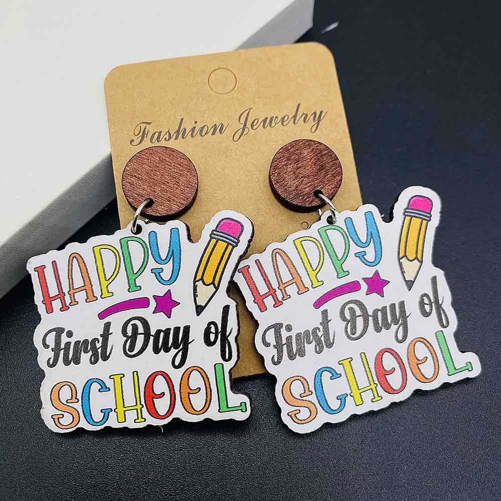 Book Pencil Wooden Earrings