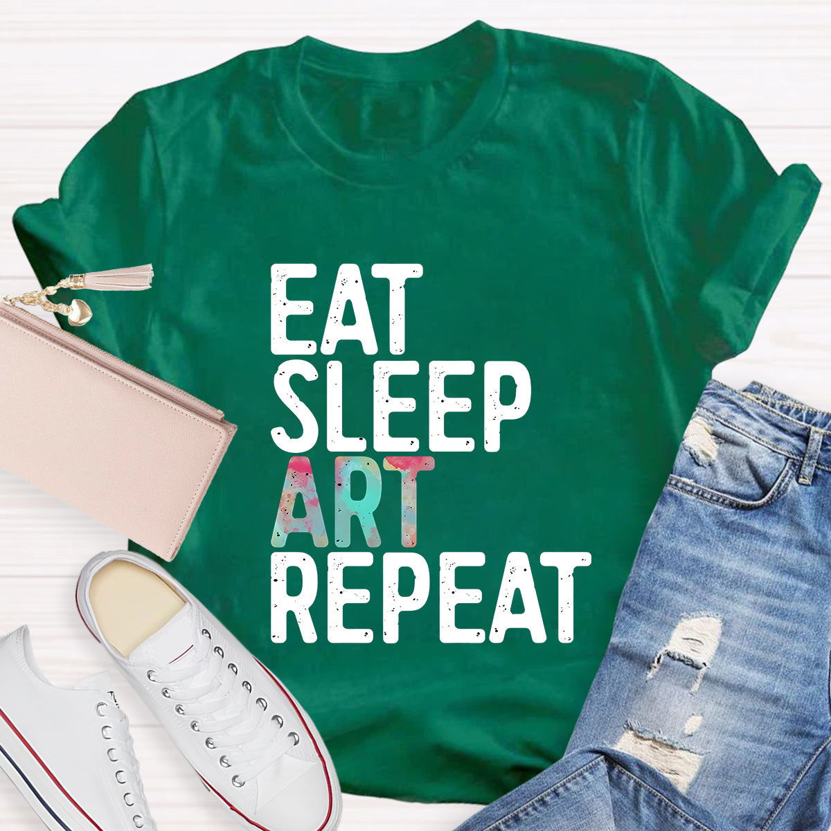 Eat Sleep Art Repeat Teacher T-Shirt