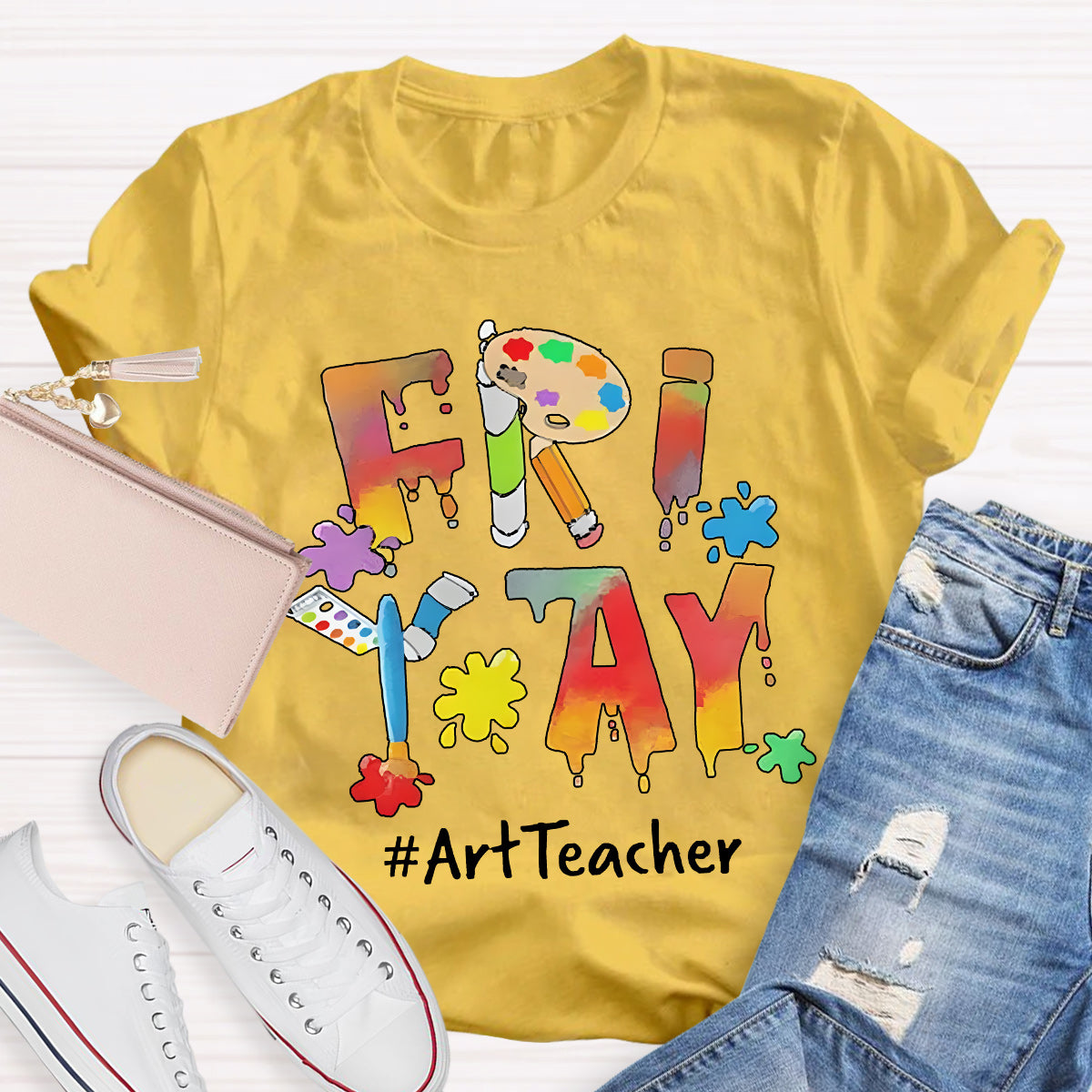 Fri Yay Art Teacher Pencil Teacher T-Shirt