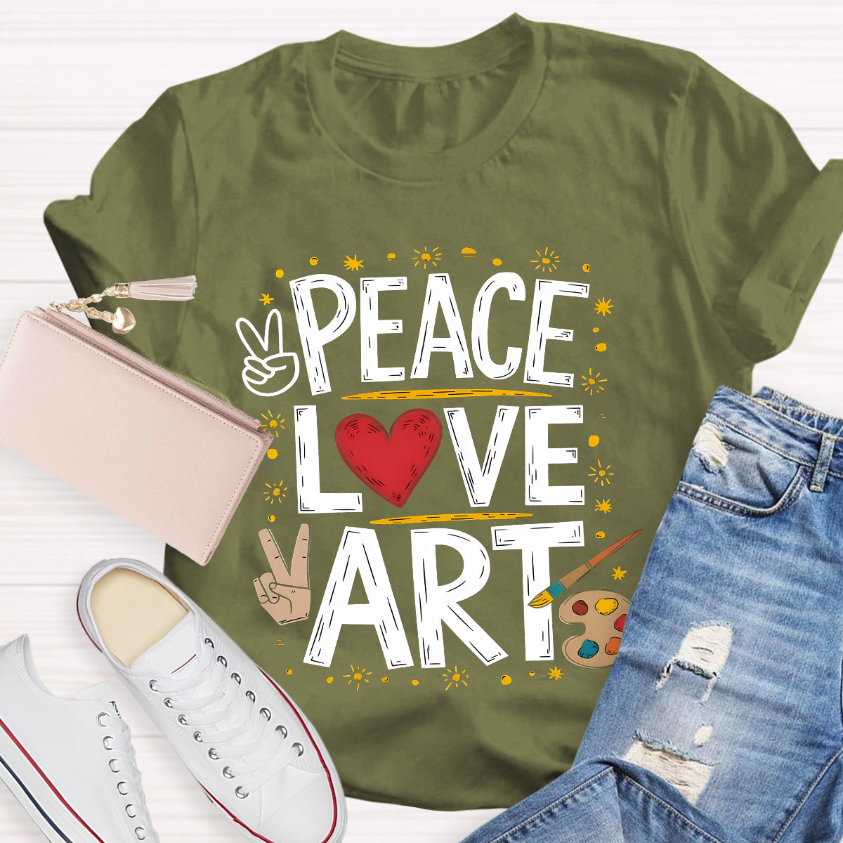 Peace Love Art Teacher T-Shirt