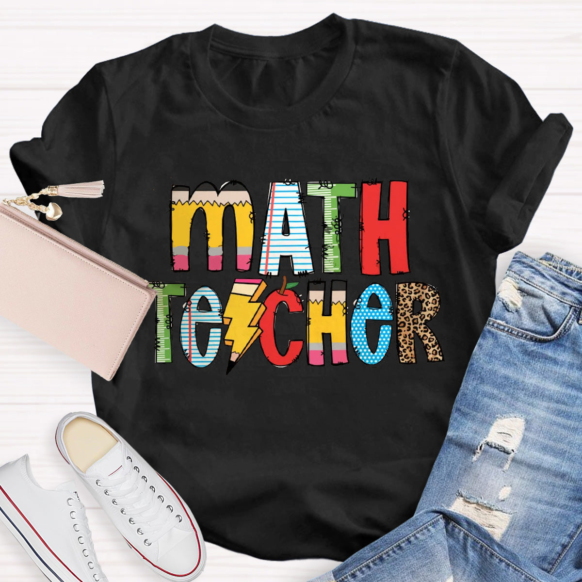 Personalized Subject Pencil Leopard T-Shirt