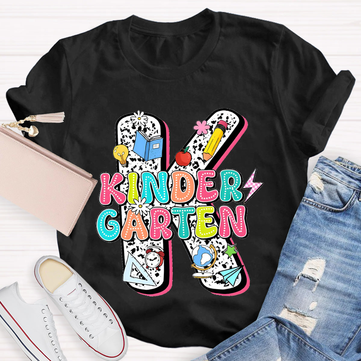 Personalized Grade Kindergarten Letter Teacher T-Shirt