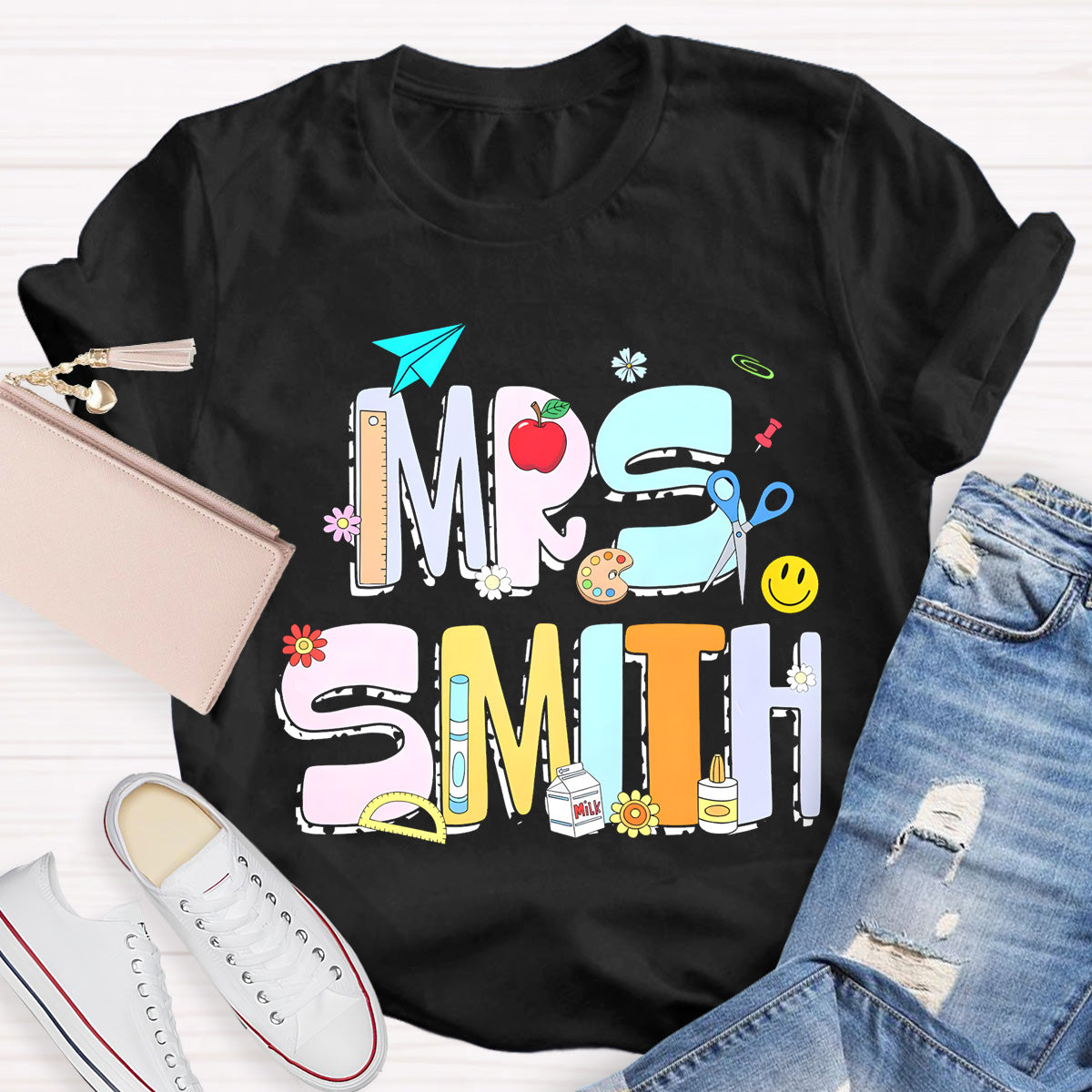 Personalized Name Beautiful Teacher Tools T-Shirt