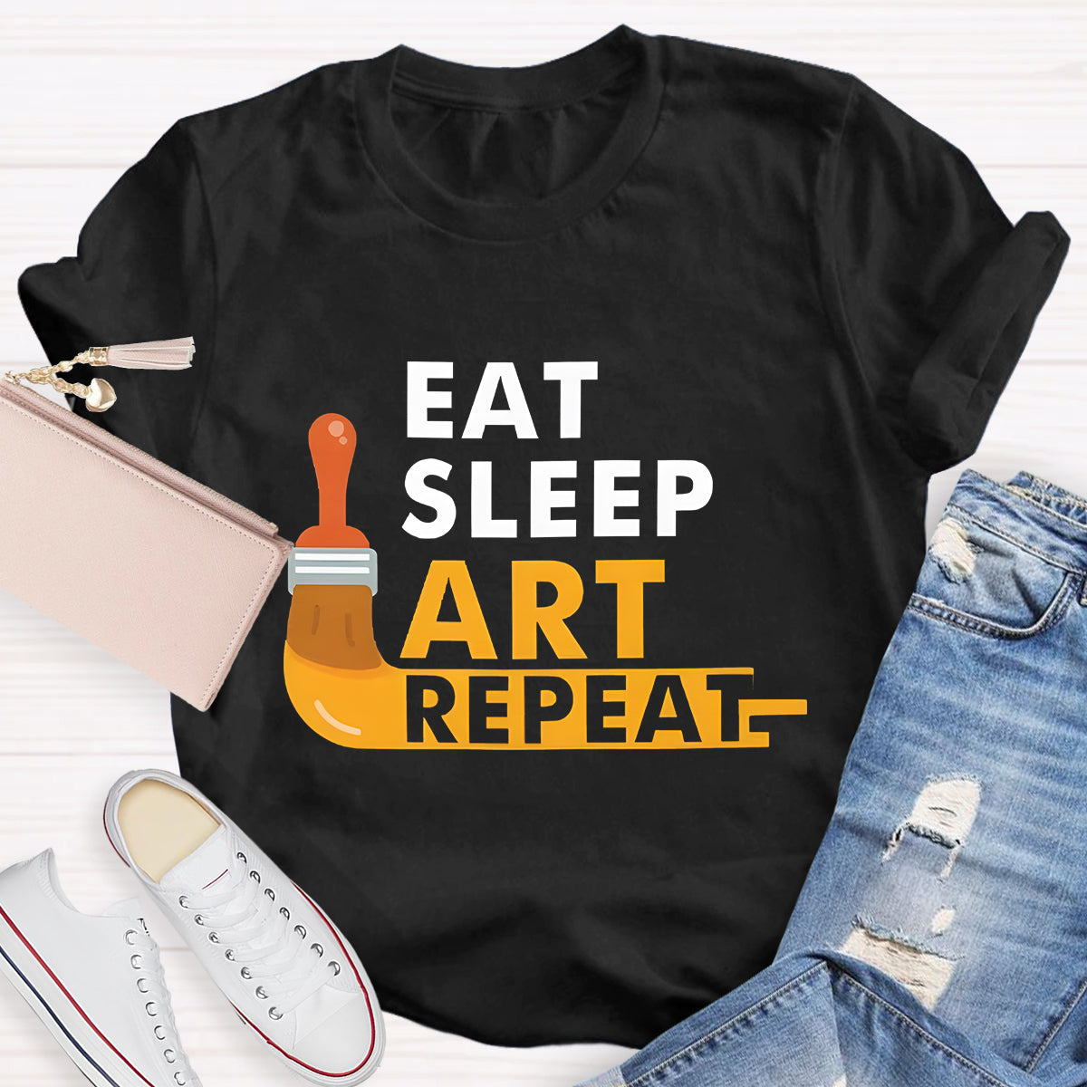 Eat Sleep Art Repeat Teacher T-Shirt