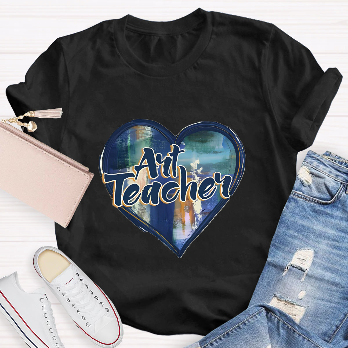 Printing Art Teacher Heart T-Shirt