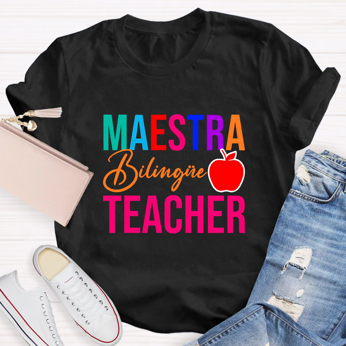 Maestra Bilingual Teacher With Apple T-Shirt