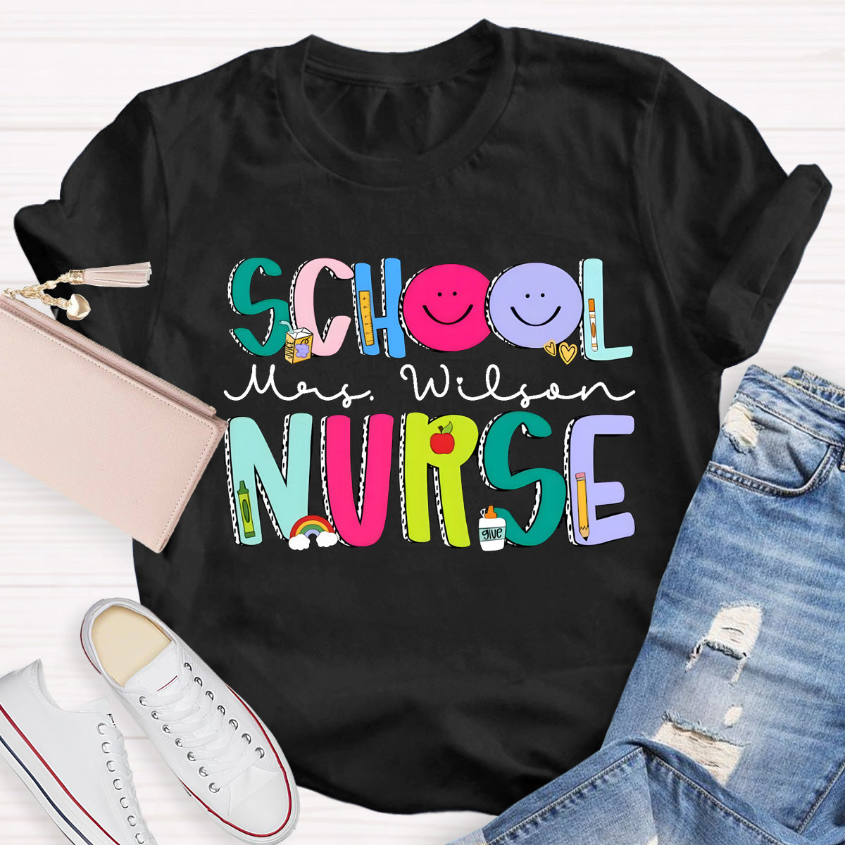 Personalized School Nurse Name Smile To Students T-Shirt