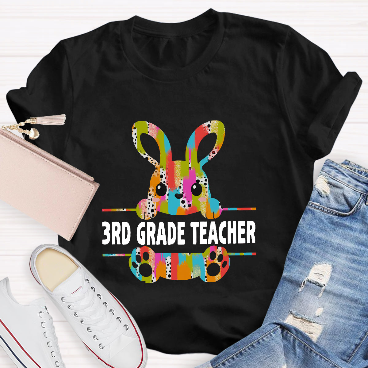 Personalized Grade Easter Bunny Teacher T-Shirt