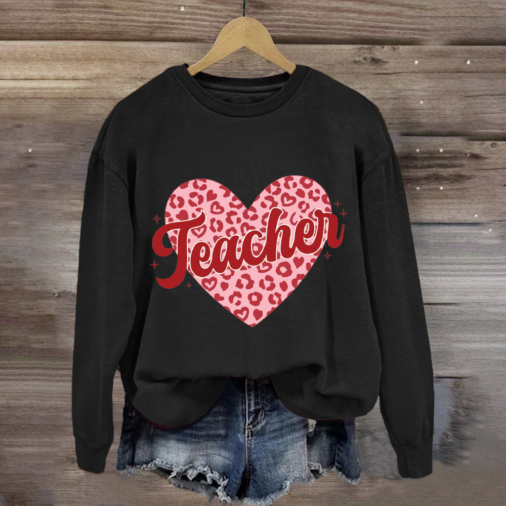 Checkered Heart Teacher Sweatshirt