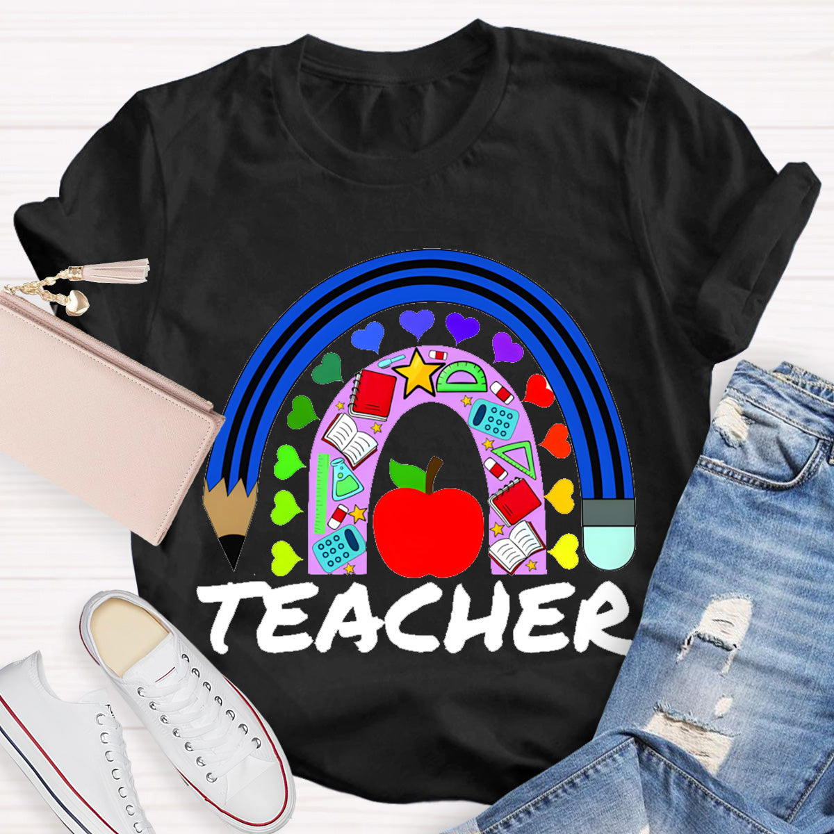 Love Everyone Heart Apple Teacher T-Shirt
