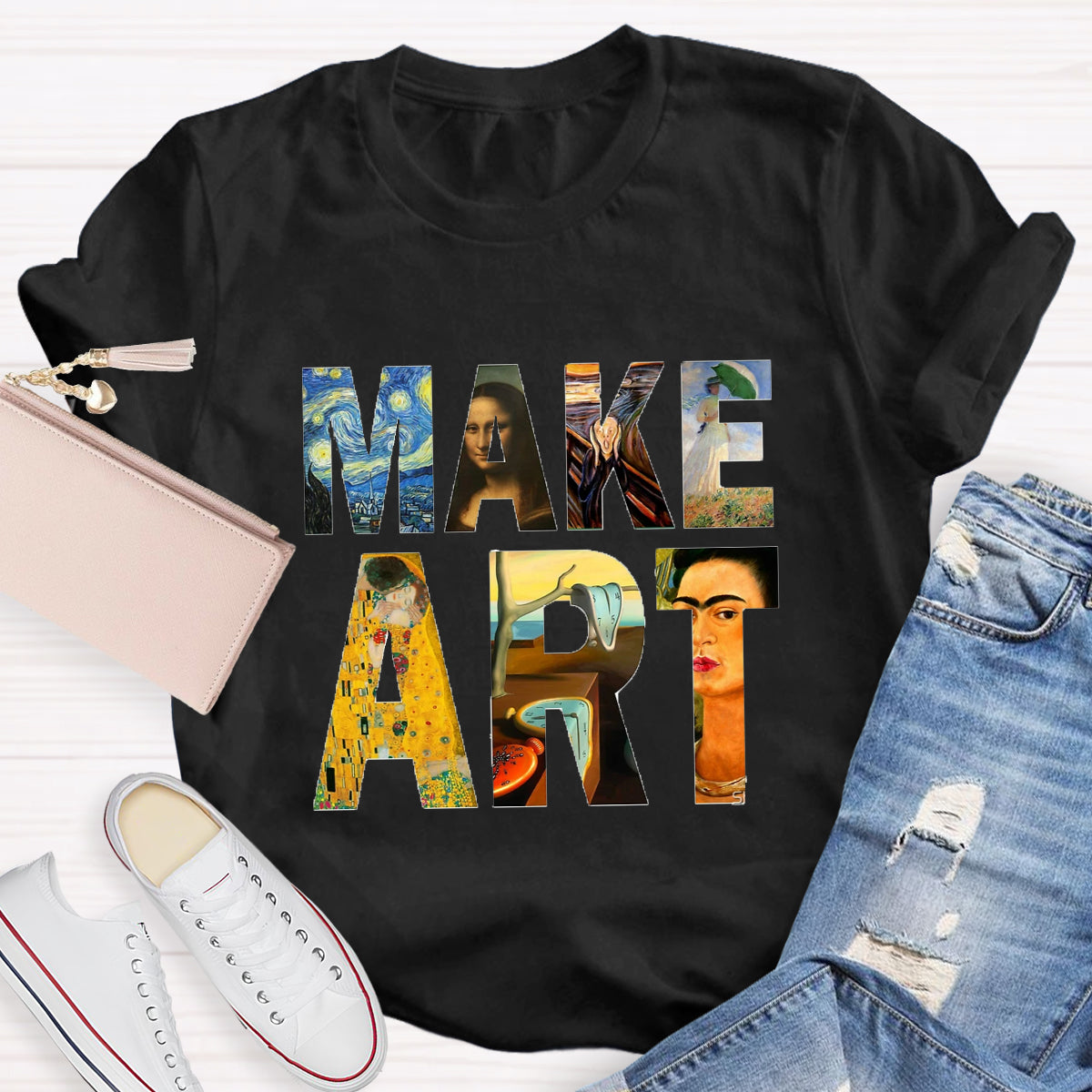 Make Art Printed Teacher T-Shirt
