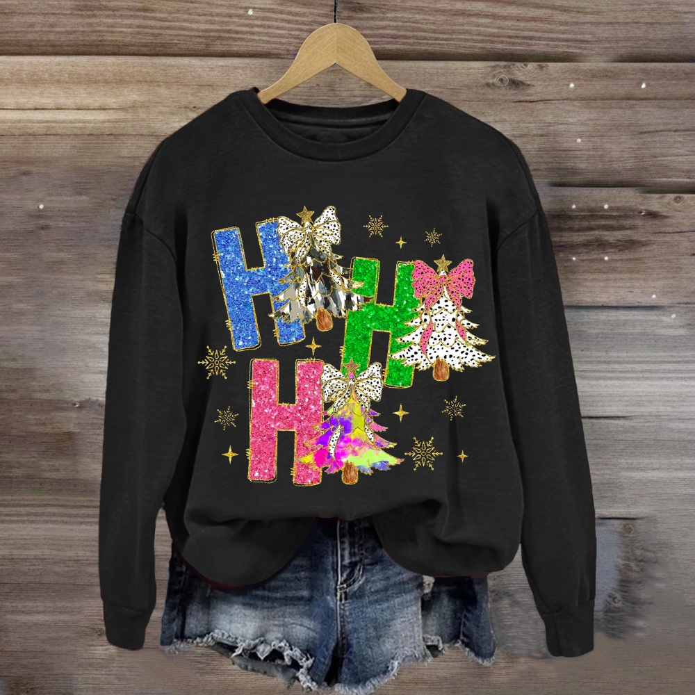 Bright Color Christmas Coquette Bow Ho ho ho Sweatshirt