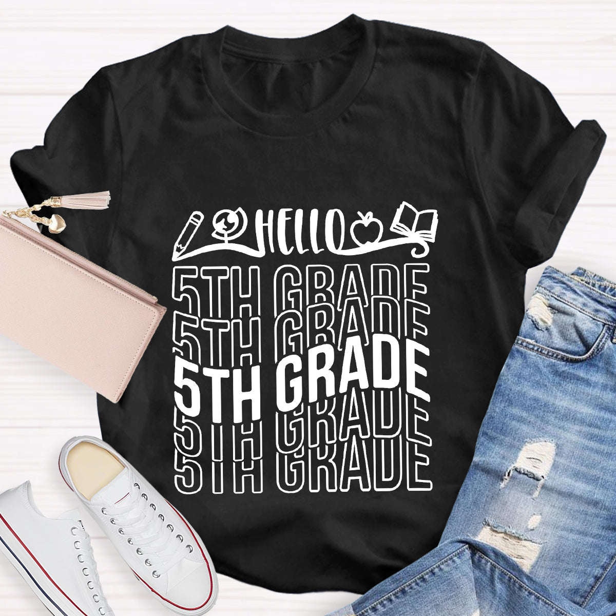 Personalized Grade Hello 5th Grade Teacher T-Shirt