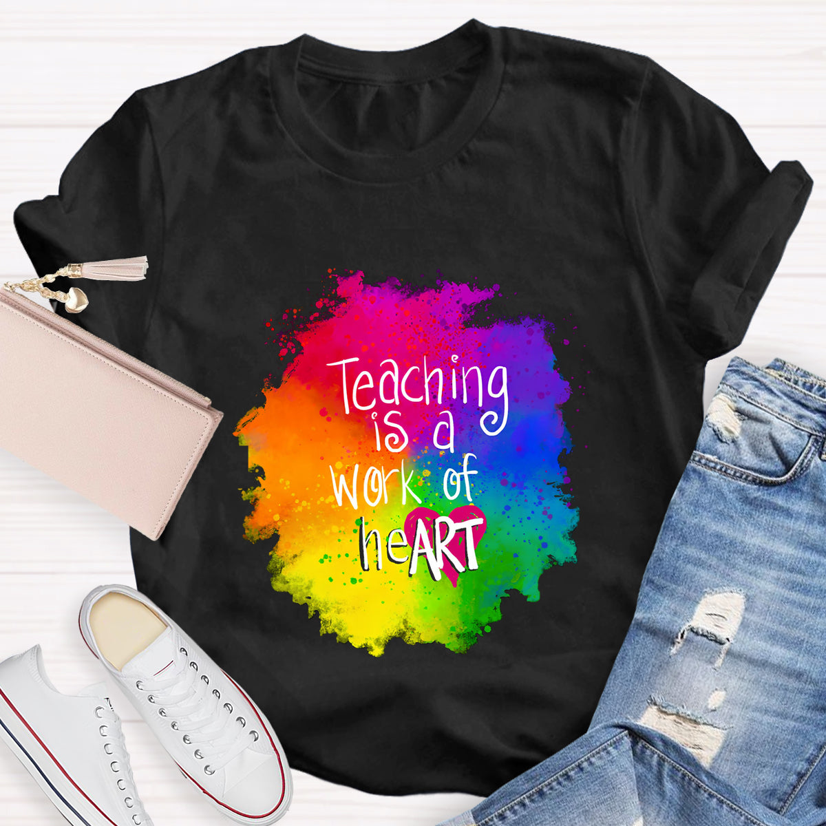 Teaching Is A Work Of Heart Art Teacher T-Shirt