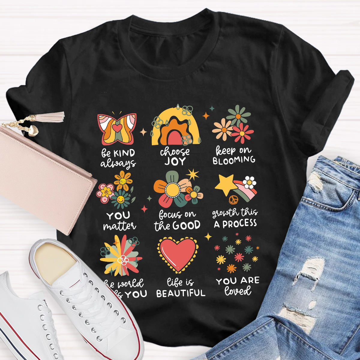 Life Is Beautiful Star Choose Joy Teacher T-Shirt