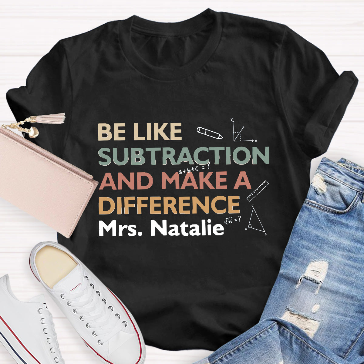 Personalized Name Make A Difference Teacher T-Shirt