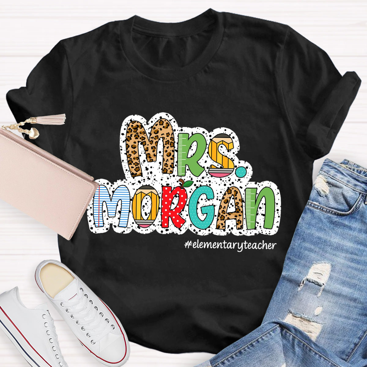 Personalized Name Elementary Teacher T-Shirt