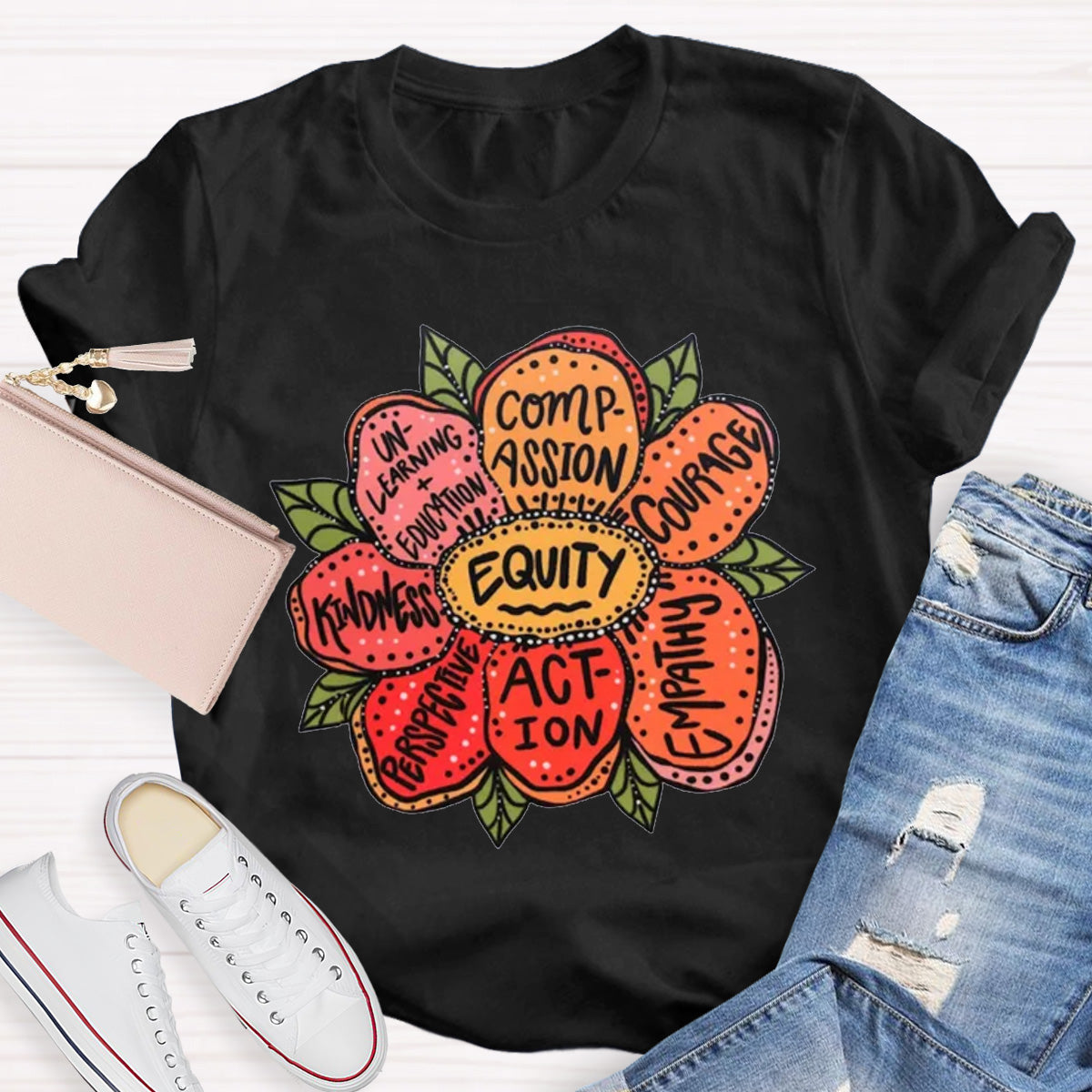 Action Kindness Equity Teacher T-Shirt