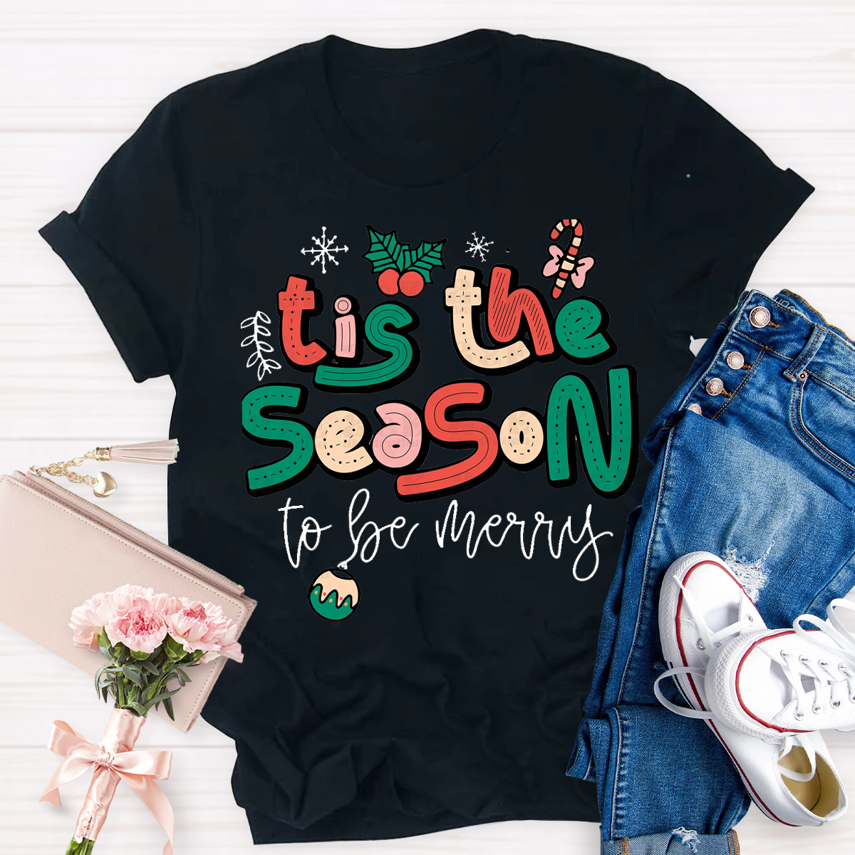 Cute Chrsitmas Tis The Season Teacher T-Shirt