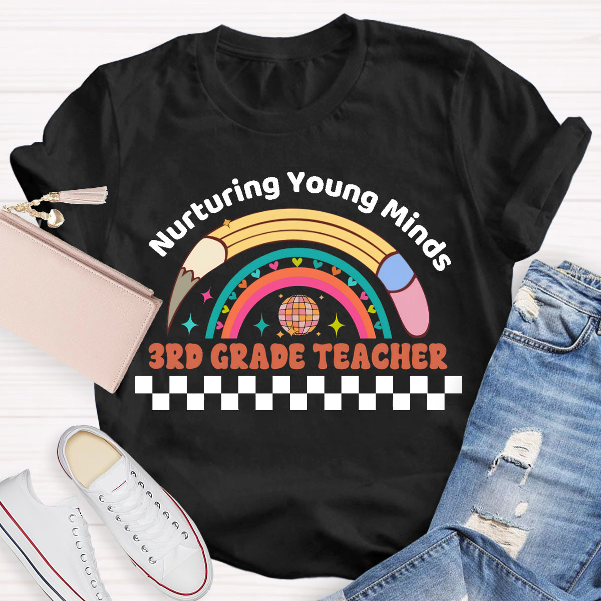 Personalized Grade Nurturing Young Minds Teacher T-Shirt