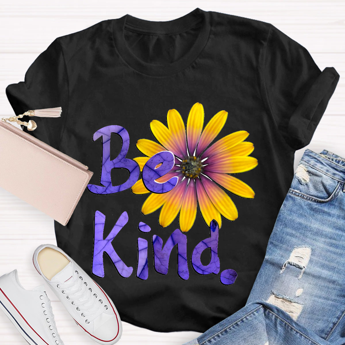 Brighter Sunflower Be Kind Teacher T-Shirt