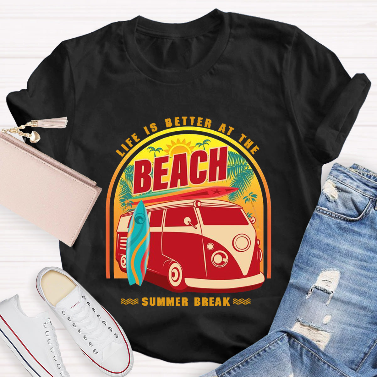 Life Is Better At The Beach Teacher T-Shirt