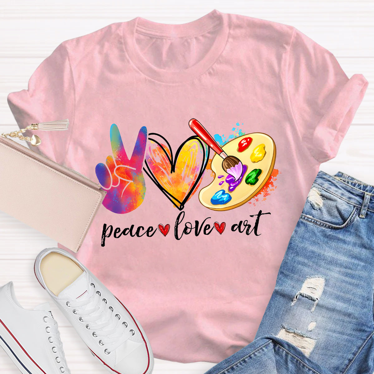 Peace Love Art Teacher T-Shirt
