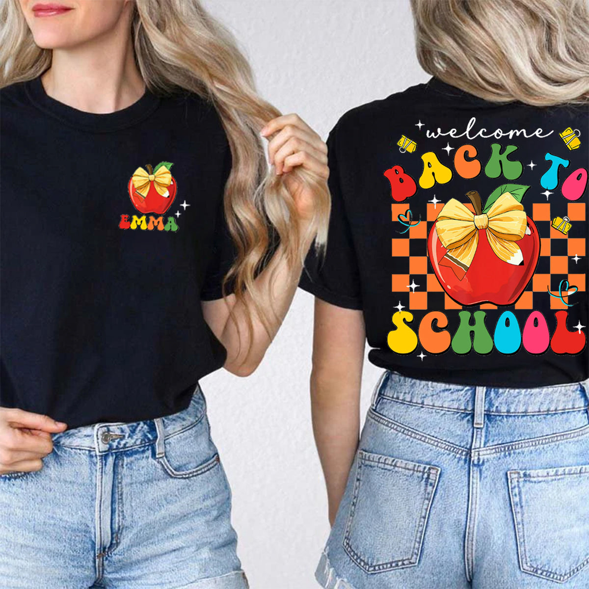 Personalized Name Welcome Back To School Double Printed T-shirt