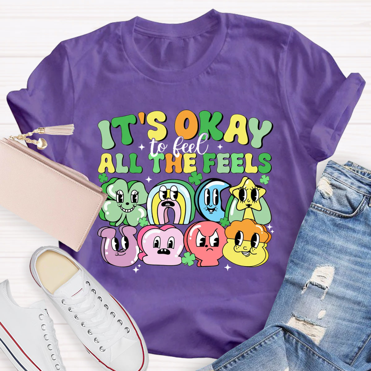It's Okay To Feel All The Feels Shamrock T-Shirt