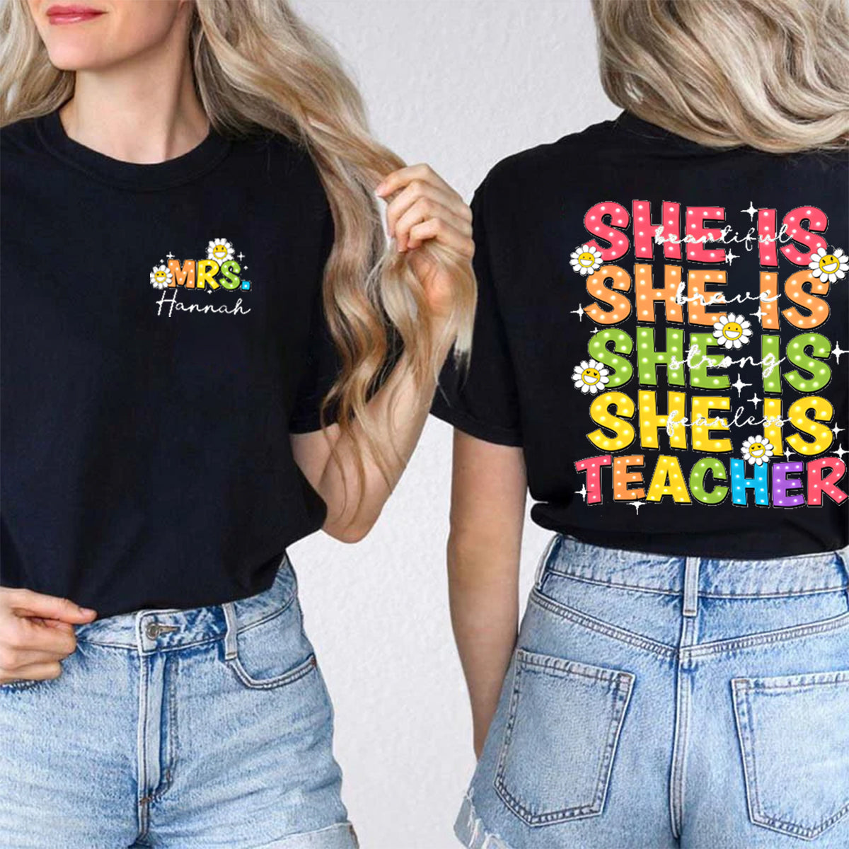 Personalized Name She Is Beautiful Double Printed T-shirt
