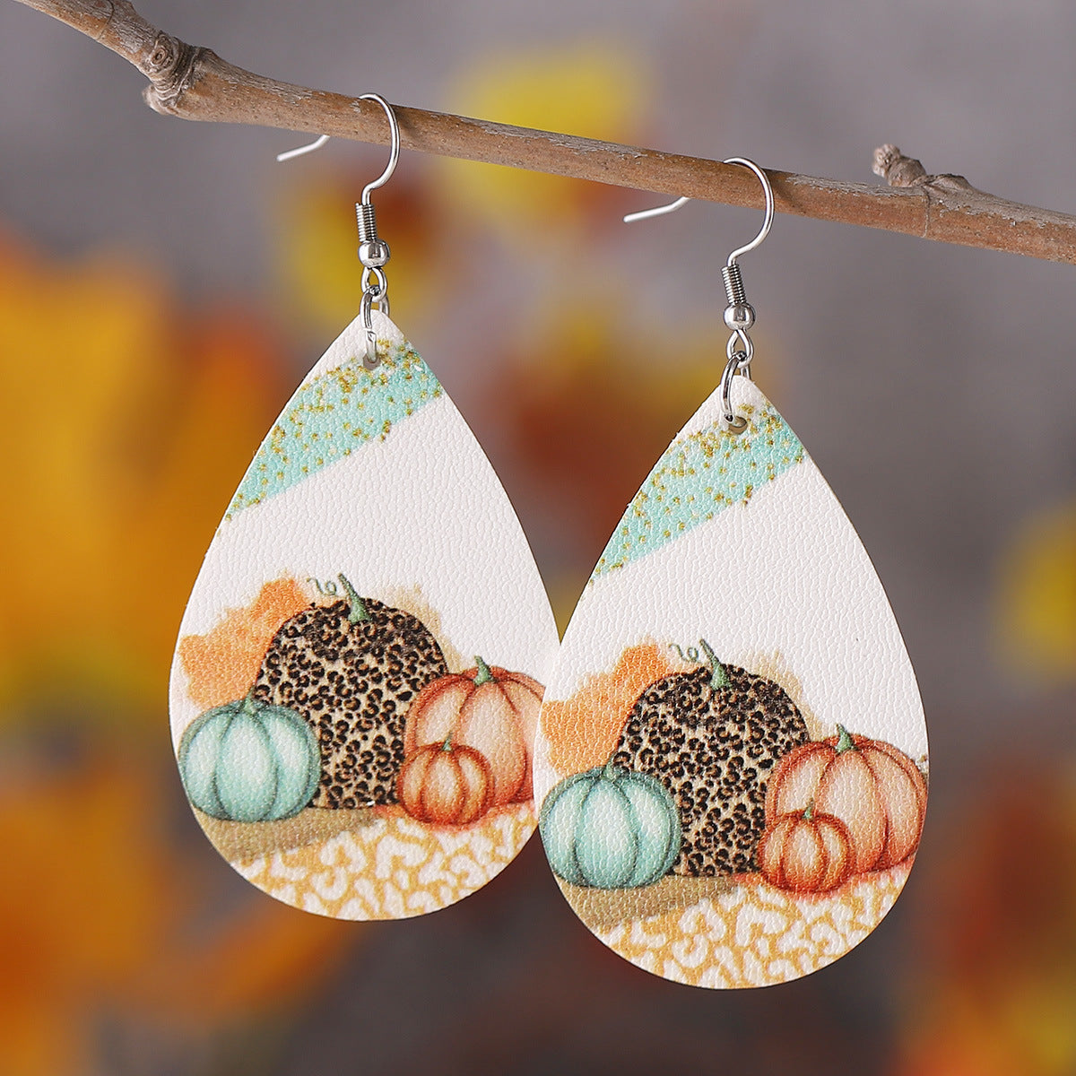 Fallen Leaf Pumpkin Teardrop Pendant