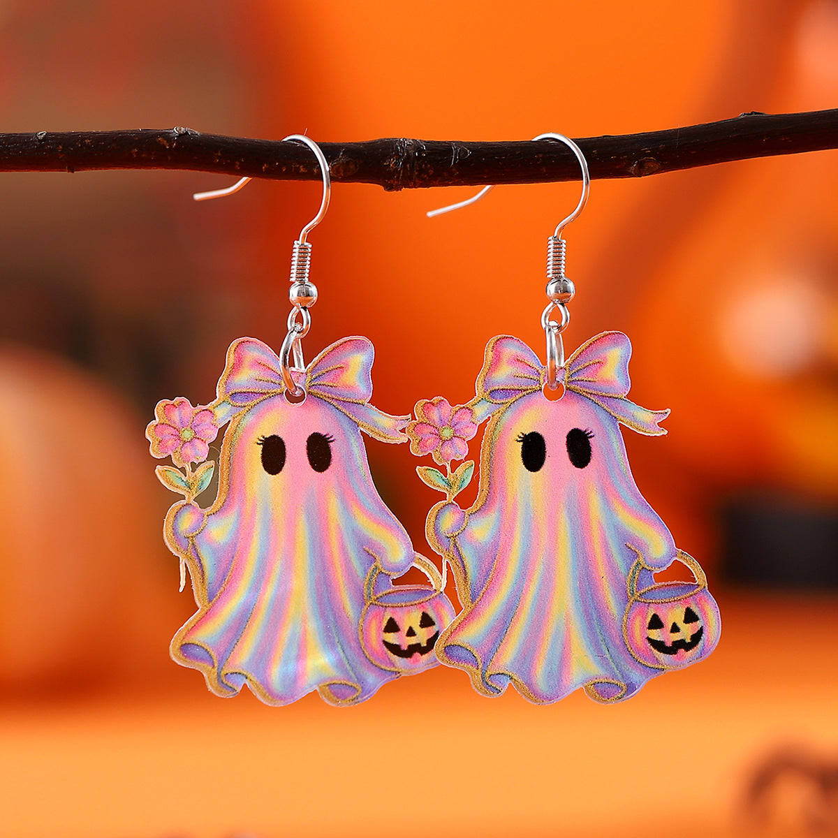Colorful Bow Ghost Drop Earrings