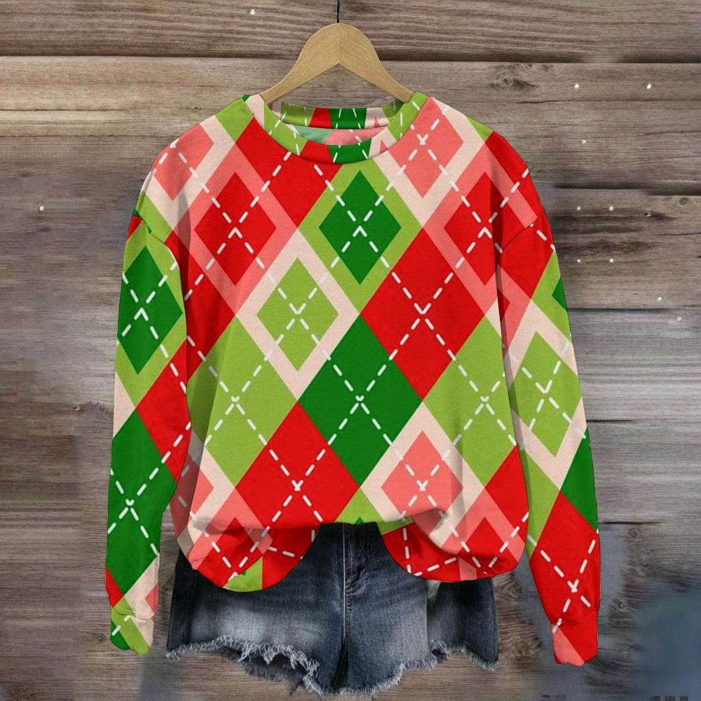Diamond Check Christmas Teacher Sweatshirt