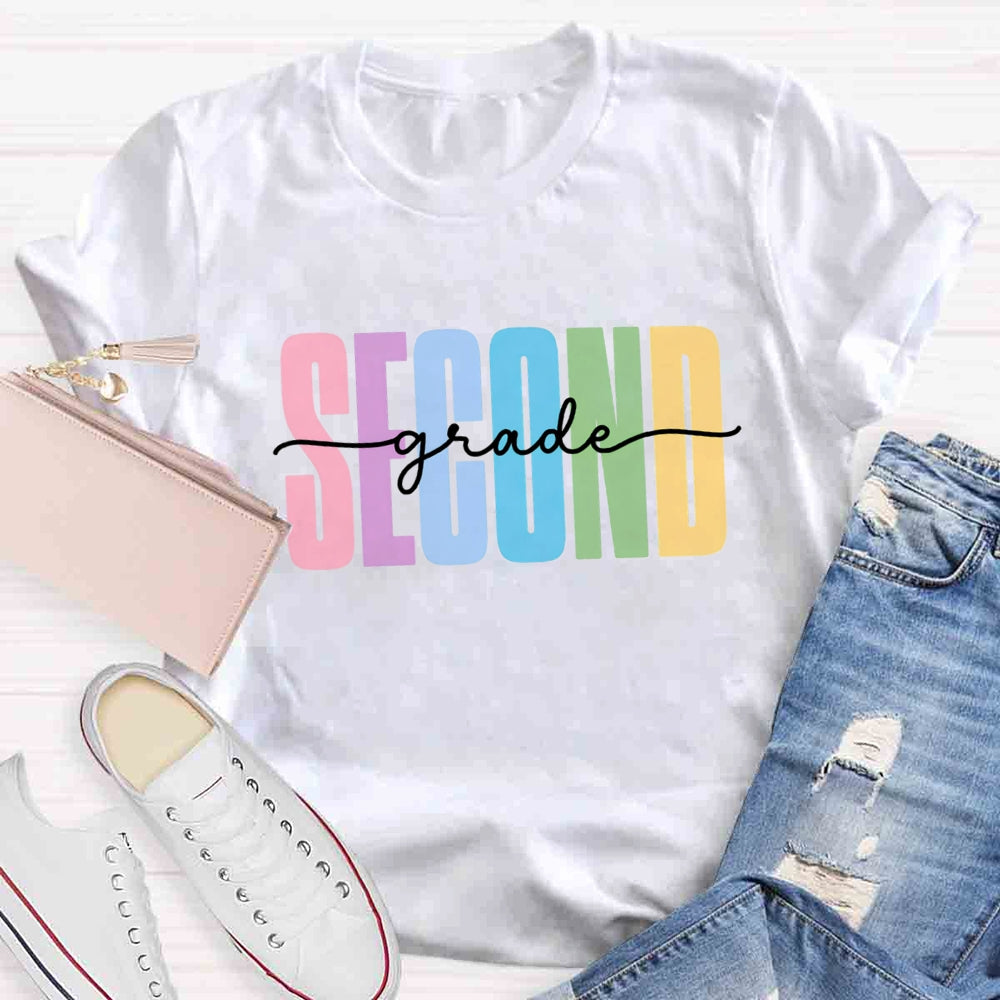Personalized Grade Colorful Letter Printed T-shirt