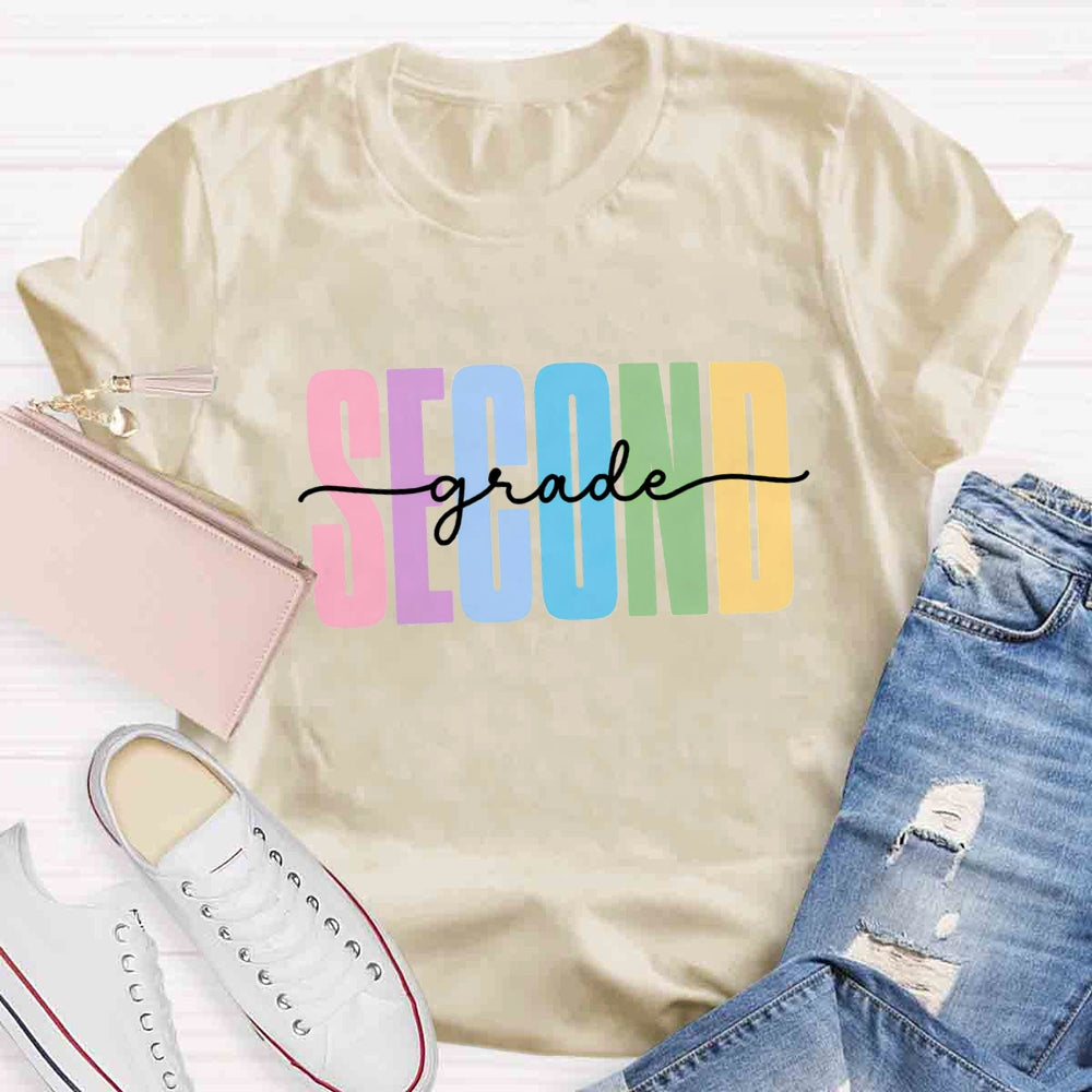 Personalized Grade Colorful Letter Printed T-shirt
