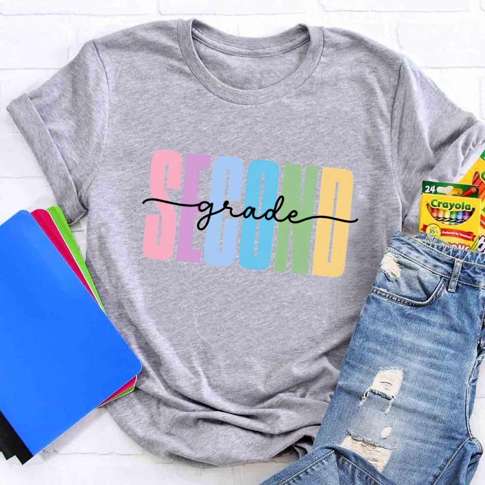 Personalized Grade Colorful Letter Printed T-shirt