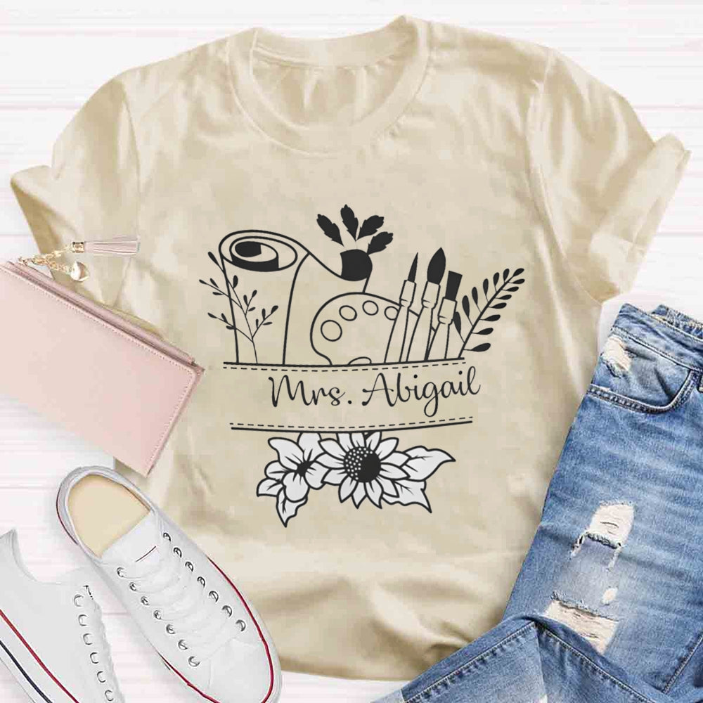 Personalized Teacher Name Art Printed T-shirt